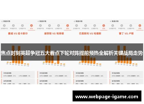 焦点时刻英超争冠五大看点下轮对阵提前预热全解析关键战局走势 焦点时刻英超争冠五大看点下轮对阵提前预热全解析关键战局走势